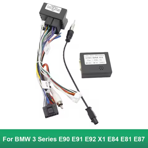 16 Pin Wiring Harness Adapter with Canbus Box for BMW 3 Series E90 E91 E92 X1 E84 E81 E87 Android Ra