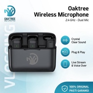 Best Seller Oaktree Dual Mic Wireless HP Vlog Youtuber Portable Microphone Mic Clip On Wireless USB 