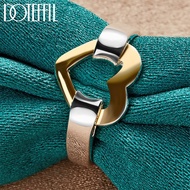 DOTEFFIL 925 Sterling Silver Gold Heart Ring For Woman Man Wedding Engagement Party Fashion Charm Jewelry