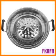 FKRFR Bbq Grill Pan Bbq Plate Cooktop Korean Bbq Non-Stick Round Barbecue Grill Pan Stainless Steel Meat Grill Pan Round FHSER