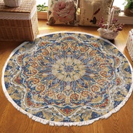 Retro Bohemian Round Carpet Hand Woven Cotton Linen Carpet Rug Bedside Rug INS Nordic Floor Mat Livi