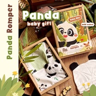 Mama Kangoo Panda Set Hadiah Bayi – Romper + Nama Custom pada Kotak | Hadiah Newborn / Fullmoon
