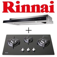 Rinnai RH-S309-GBR-T Slimline Hood With Touch Control + RINNAI RB-7303S-GBSM 3 BURNER GLASS HOB WITH SAFETY DEVICE