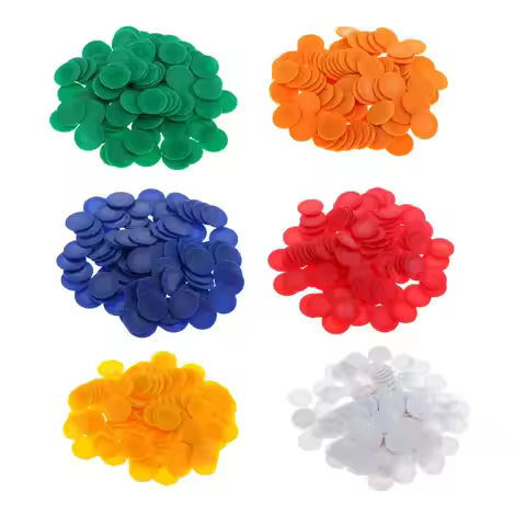 Bingo Game Chips 600pcs Multicolor ABS Tokens 23mm Casino Style Game Money for Poker Mahjong Family 