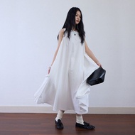 悠長假期純色無袖連衣裙 / 寬鬆度假感氣質款 / 輕薄舒適百搭長裙