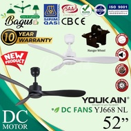 SIRIM Youkain YJ6668NL 52 inci Kipas Angin Siling 3 Blade 12 Speed DC Motor Remote Fan Cooler BK/WH