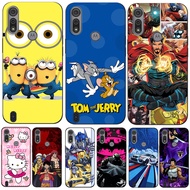 For Motorola Moto E6S E6i Case Phone Cover Protective Soft Silicone Black Tpu Case Funny Minions Cut