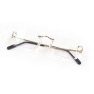 Unused Cartier C de Cartier 2C Decor Two-Point Rimless Eyeglasses, Gold and Black, Size 19, Made in 