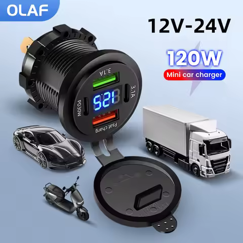 120W Car Charger Fast Charging PD30W QC3.0 Car Phone Charger Type C Adapter In Car For iPhone Samsun