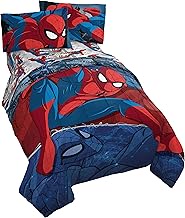 Jay Franco Marvel Spiderman Burst 4 Piece Twin Bed Set - Includes Reversible Comforter & Sheet Set -