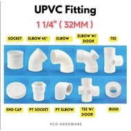 UPVC Pipe Fittings White 32mm 1 1/4" UPVC Pipe Connector UPVC Elbow 32mm 1 1/4" UPVC Tee End Cap