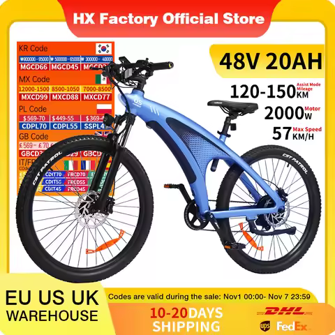 HX Q5 Ebikes 2000W Adults Electric Bike Bicycle 2000W 48V 20AH 27.5 Inch Off-Road Tire Electric E Bi