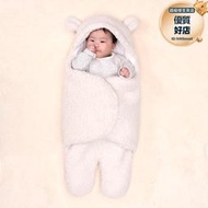 秋冬新生兒抱被韓版新款羊羔絨卡通小熊寶寶襁褓包巾連帽