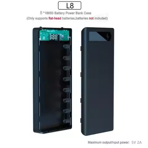 Portable 8 /10 Slot 18650 Battery Power Bank Case DIY Digital Display 5V 2.1A Fast Charging Box for 