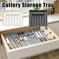 Expandable Cutlery Storage Tray Multi-Compartment Drawer Utensil Tray for Spoons Forks Knives Chopst