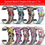 Garmin fenix5/6x/7x/935 Quick Release Printing Strap 945 S60 S62 Instinct 22/26mm Color Watch Band fenix 3hr Silicone Replacement band