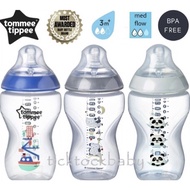 Tommee Tippee Closer to Nature 11oz/340ml Ollie The Owl & Panda Design Bottle Twin Pack