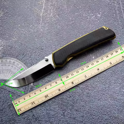 RS-CF Tactical Folding Knife VG10 Blade Titanium +CF Handle Outdoor Camping Hunting Fishing Utility 