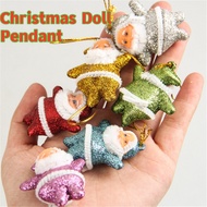 6Pcs Santa Pendant Mini Santa Claus Doll Glittering Hanging Ornament New Year Home Party Decor