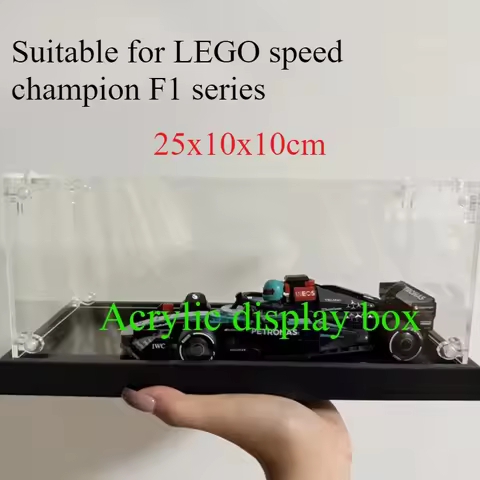 25x10x10cm acrylic display box black/woodcolor base for lego speed champion F1 series 77242 77244 77