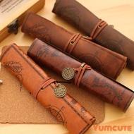 2025 new vintage European retro map cortex map roll Pen bag gift for big big big bag Y