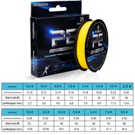 Super Strong สายตกปลา-100 m/328ft 4-Strand Multifilament PE Anti-abrasion Braided Line 6 สีให้เลือก 