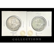 Silver Coins // Straits Settlements 1920 50 Cents + 1921 50 Cents King George V (2 coins)