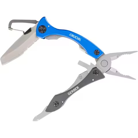 Crucial Multitool EDC Pocket Knife with Needle Nose Pliers and Clip in Blue