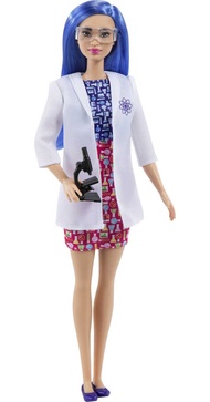 Barbie Careers Fashion Doll & Accessory, Scientist with Blue Hair Wearing Lab Coat & Flats with Micr