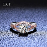 CKT 18k White Gold 2ct Diamond Moissanite Ring for Women's Platinum Pt950 Rings Dividing Gold Ins We