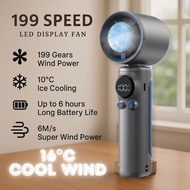 【Air Cooling】High Speed Cooling Handheld Fan 199 Speed Rechargeable Portable Mini Fan With LCD Displ