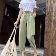 【Flash Sale】Women Cotton Elastic Waist Loose  Wide Leg Pants Long Trousers Palazo Linen