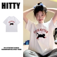 HITTY Woman CUTE KITTEN print baju perempuan tshirt woman t shirt oversize korean style woman baju w