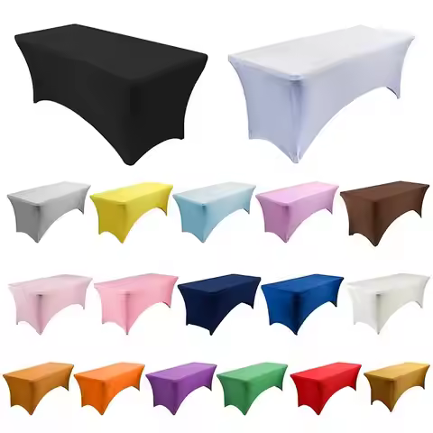 Spandex Fitted Stretch Table Cover for 4ft 5ft 6ft Tablecloth Rectangular Cocktail Banquet for 8ft P