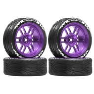 66mm Tires 12mm Wheel Hub Grip Tire Racing Flat for Tamiya 1:10 FW06  XV02 TT01 RC Car Metal Upgrade