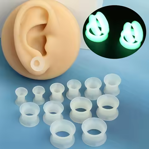 2pcs/12pcs 6-16mm Glow In Dark Silicone Ear Plugs Set Simple Style Ear Gauges Tunnels Expanders Body