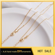 〔 1 Item 〕°Jf14k Stencil Wrapped Real Gold Finished Necklace Flat O Spacer Bead Chain Water Drop Extension Chain 45cm Clavicle Necklace