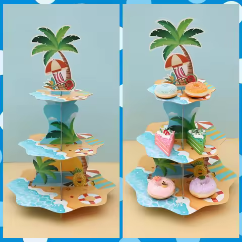 Hawaiian Cupcake Stand Summer Luau Birthday Party Decoration Strawberry Cake Stand Aloha Hawaii Wedd