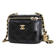 CHANEL AP1447 雙C LOGO金球超迷你金鏈化妝小廢包.黑