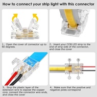 COB LED Strip Connection SMD LED Strip Connector Transparent Clip Connector 2 Pin Without Solder