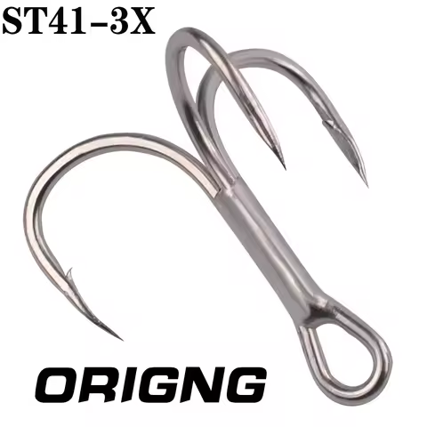 ST41-3X 20pcs/bag Fishing Hooks High Carbon Steel Treble Hooks Silver Super Sharp 2# 4# 6# 8# 10# 12