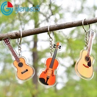 GLENES Guitar Acrylic Keychain, Clarinet Cello Guitar Model Pendant, Backpack Ornament Piano Ukulele