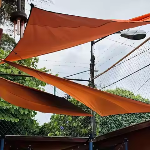 Outdoor Facility Triangle Waterproof Sun Shelter With Ropes 3x3x3M Size Outdoor Canopy Portable 95% 