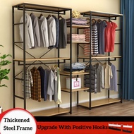 Clothing Store Clothes Rack Display Rack Bedroom Open Wardrobe Rak Baju Multi-Layer With Hook Hanger