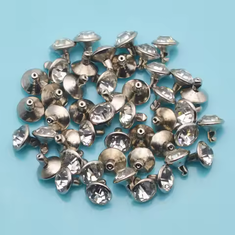 100Pcs Crystal Rhinestone Rivets Stud Leathercraft Shoe Bag Handicrafts Supplies 5mm Wholesale 6mm 7