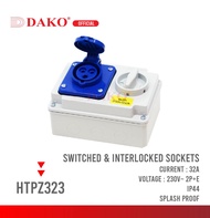 เต้ารับเพาเวอร์ปลั๊กพร้อมสวิทช์อินเตอร์ล็อก 230V 2P+E IP44 DAKO 16A และ 32A HTPZ-313