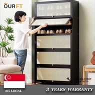 OURFT Shoe Cabinet Home Black Shoe Cabinet 2024 New Flip Door Shoe Rack Cabinet