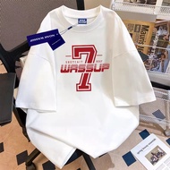 Daily Unisex T-shirt, Soft Fabric, Number "7" Motif, Black & White