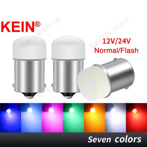 KEIN 4PCS 12V 24V Led Bulb P21W Strobe Flash 1156 BA15S BAY15D 1157 P21/5W R5W Light Red Brake Rever