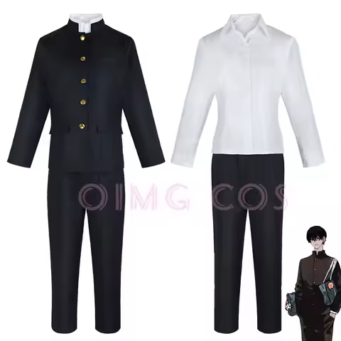 Yoshida Hirofumi Cosplay Costume Chainsaw Man Outfits Blue Suit Shirt Tie Short Neck Ring Men Anime 